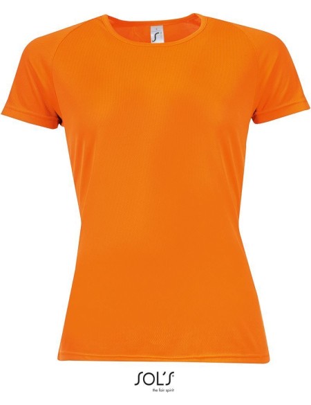 Sport-T-Shirt für Damen SPORTS - neonorange XS