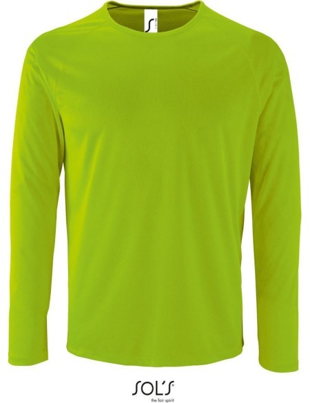 Herren-Sport-T-Shirt SPORTS mit langen Ärmeln - Neongrün L