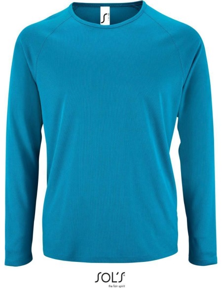 Herren-Sport-T-Shirt SPORTS mit langen Ärmeln - Aqua M