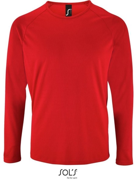 Herren-Sport-T-Shirt SPORTS mit langen Ärmeln - Rot L