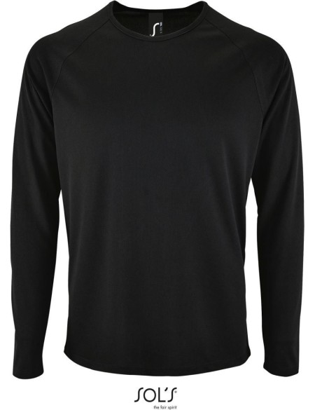 Herren-Sport-T-Shirt SPORTS mit langen Ärmeln - Schwarz XXL