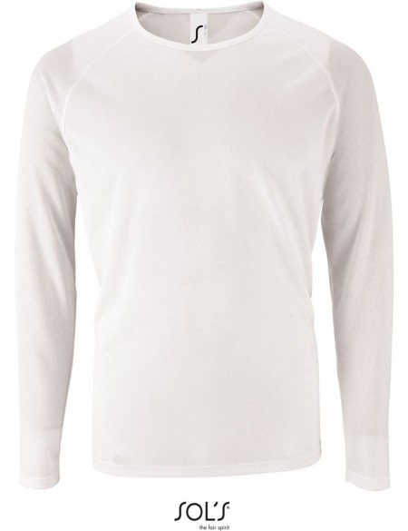 Herren-Sport-T-Shirt SPORTS mit langen Ärmeln - Weiß S