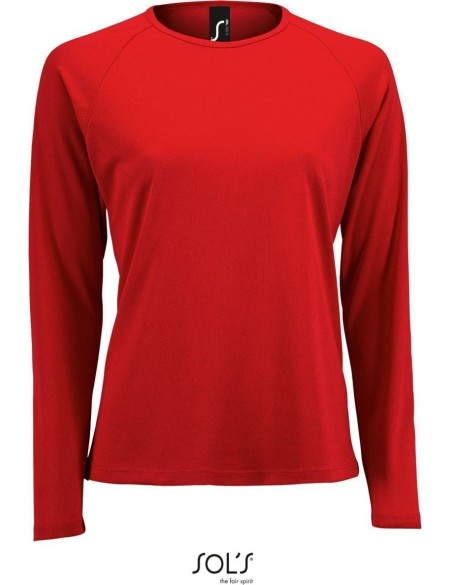 Damen-Sport-T-Shirt SPORTS mit langen Ärmeln - Rot XXL