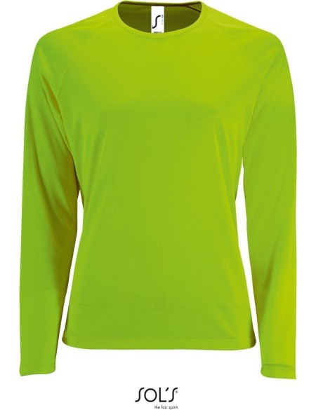 Damen-Sport-T-Shirt SPORTS mit langen Ärmeln - Neongrün M
