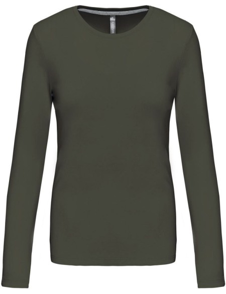 Damen-T-Shirt – Kariban K383 mit langen Ärmeln – Dunkelkhaki XXL