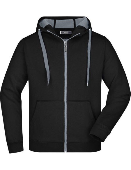 Herren-Sweatshirt Doubleface JN355 – Schwarz/Carbon XXL