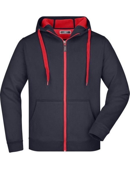 Herren-Sweatshirt Doubleface JN355 – Marineblau/Rot XL