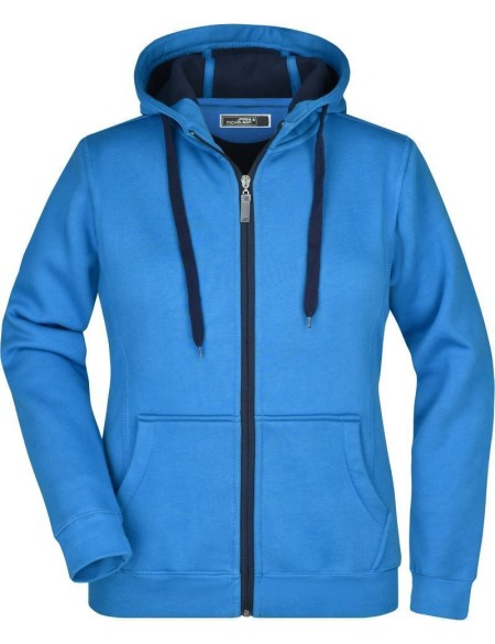 Doubleface Damen-Hoodie – Azurblau/Marineblau XXL