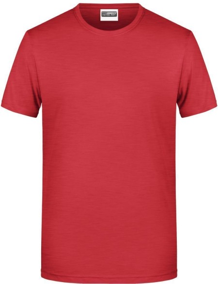 James+Nicholson 8008 Herren-T-Shirt aus Bio-Baumwolle – Karminrot meliert XL