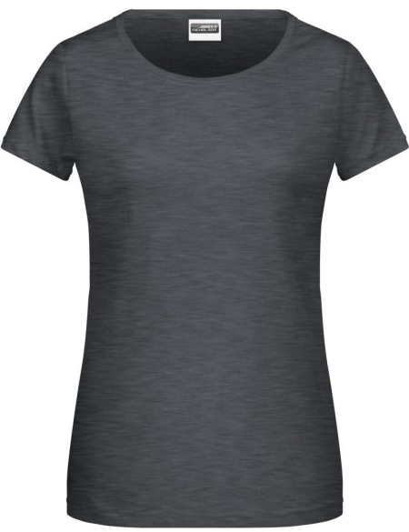 Damen-T-Shirt aus Bio-Baumwolle James+Nicholson 8007 – Schwarz meliert XXL