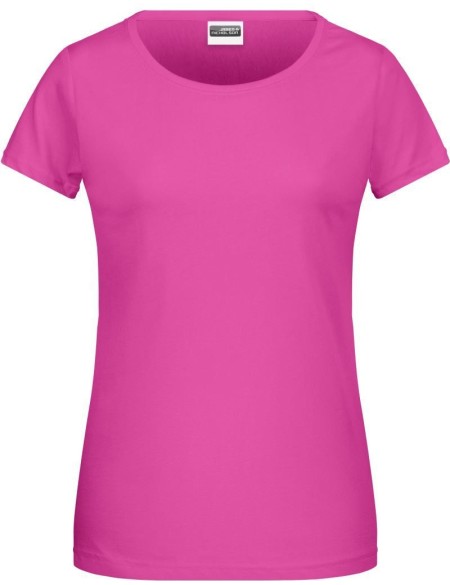 James+Nicholson 8007 Damen-T-Shirt aus Bio-Baumwolle – Rosa XS
