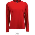 Damen-Sport-T-Shirt SPORTS mit langen Ärmeln – Rot XL