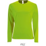 Damen-Sport-T-Shirt SPORTS mit langen Ärmeln – Neongrün XL