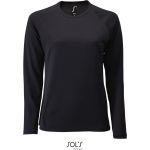 Damen-Sport-T-Shirt SPORTS mit langen Ärmeln - Schwarz L