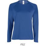 Damen-Sport-T-Shirt SPORTS mit langen Ärmeln – Königsblau XXL