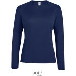 Damen-Sport-T-Shirt SPORTS mit langen Ärmeln - Französisches Marineblau S