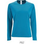 Damen-Sport-T-Shirt SPORTS mit langen Ärmeln - Aqua S