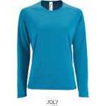 Damen-Sport-T-Shirt SPORTS mit langen Ärmeln - Aqua M