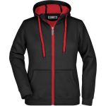 Doubleface Damen Kapuzenpullover - Schwarz/Rot S
