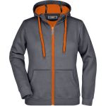 Doubleface Damen Kapuzenpullover – Carbon/Orange XL