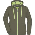 Doubleface Damen Kapuzenpullover - Oliv/Limettengrün S
