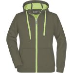 Doubleface Damen Kapuzenpullover – Oliv/Limettengrün XL