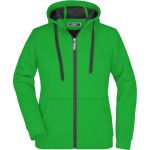 Doubleface Damen Kapuzenpullover - Farngrün/Graphit L