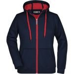 Doubleface Damen Kapuzenpullover - Marineblau/Rot S