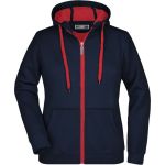 Doubleface Damen Kapuzenpullover – Marineblau/Rot L